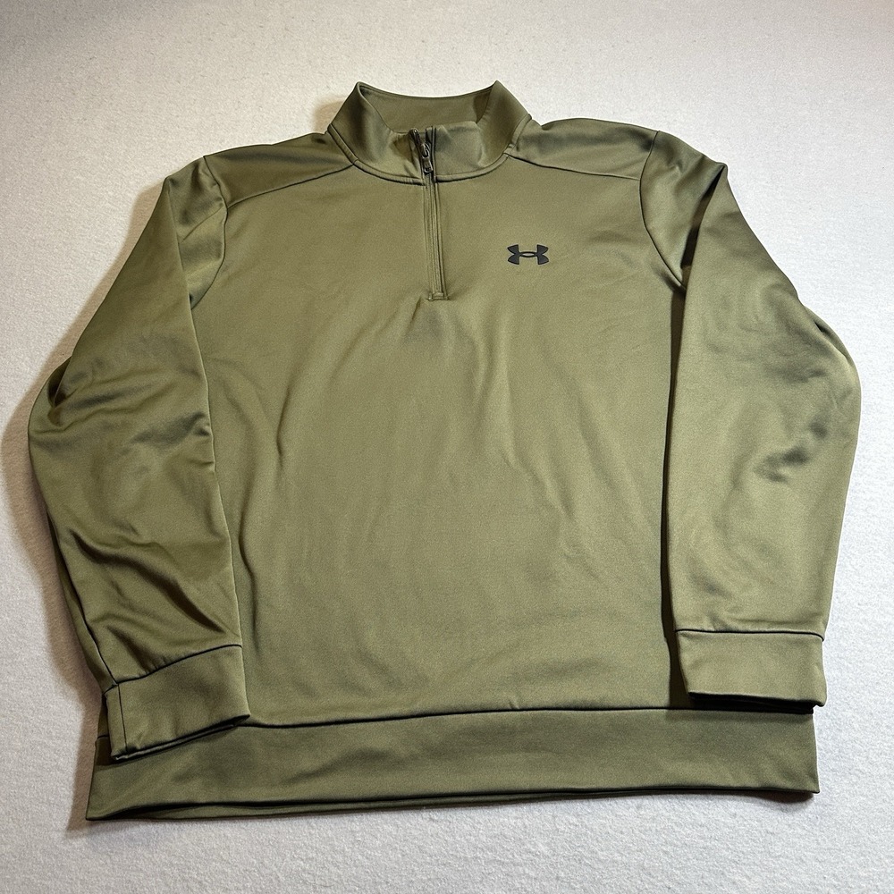 Under Armour Armour Fleece 1/4 Zip Pullover Mens XL Green Loose Fit Logo 1373358